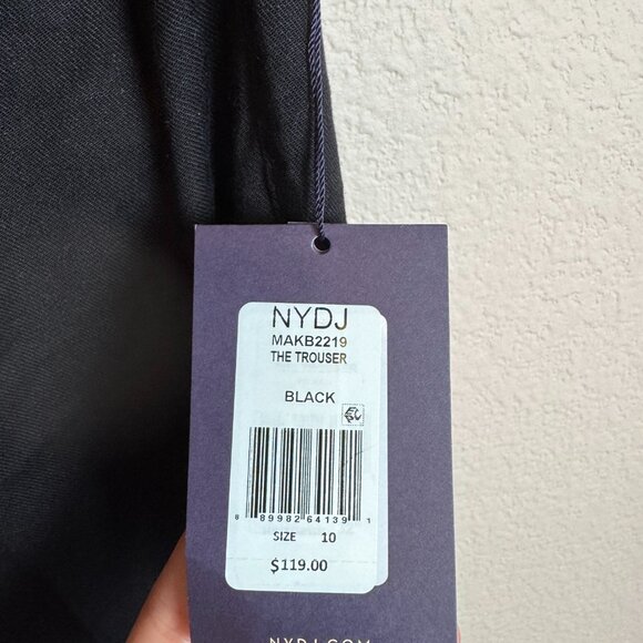 NYDJ Women's Sz 10 Linen Trouser Pants in Black Stretch Lift Tuck MAKB2219 - Picture 5 of 6